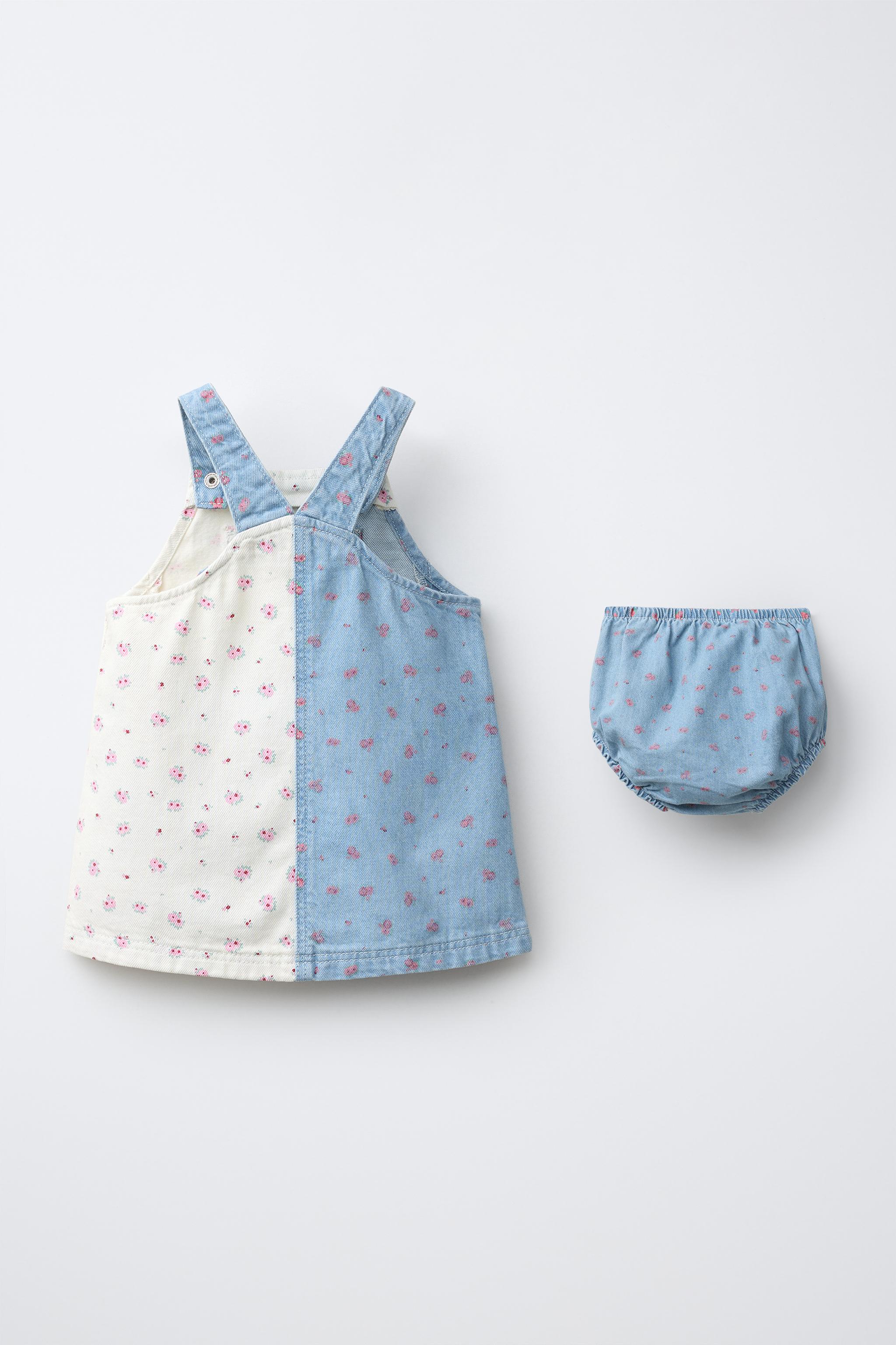 DENIM PATCHWORK FLORAL PINAFORE AND BLOOMERS